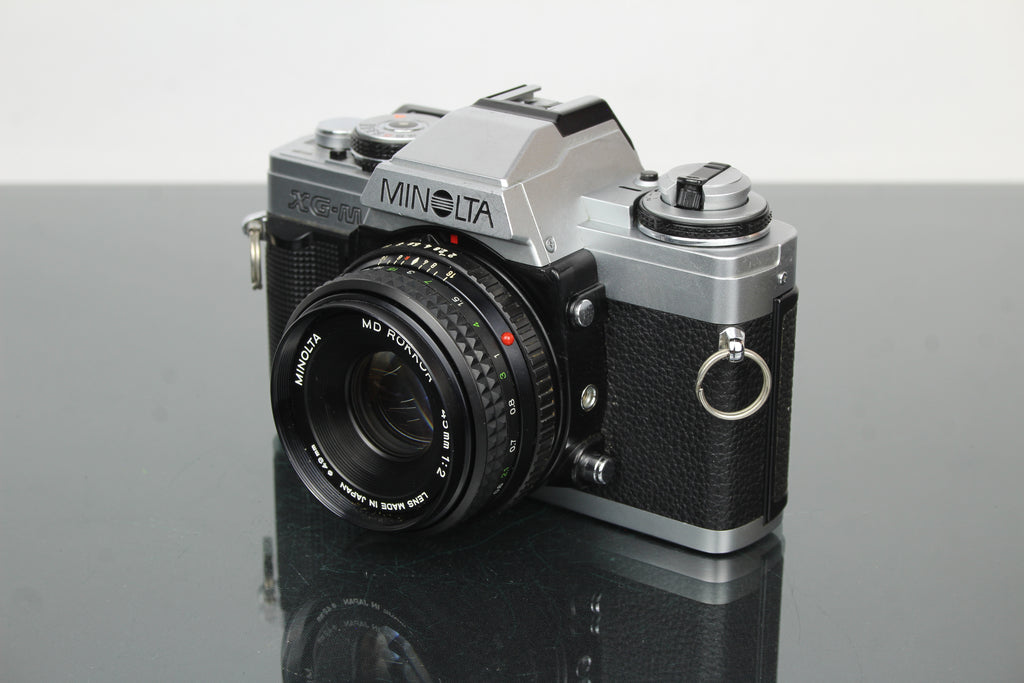 Minolta XG-M + lente Minolta MD Rokkor 45mm 1:2
