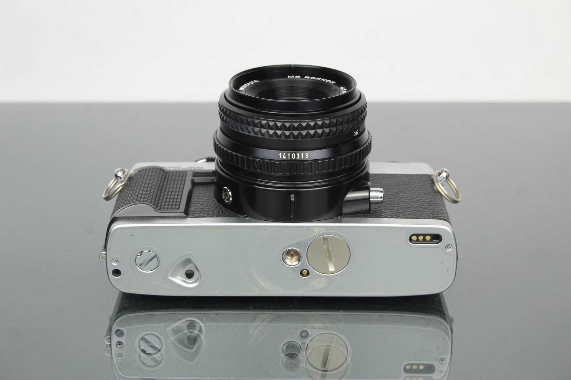 Minolta XG-M + lente Minolta MD Rokkor 45mm 1:2